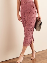 Blush Pink Lace Co-Ord Midi Skirt - Image 2 of 5