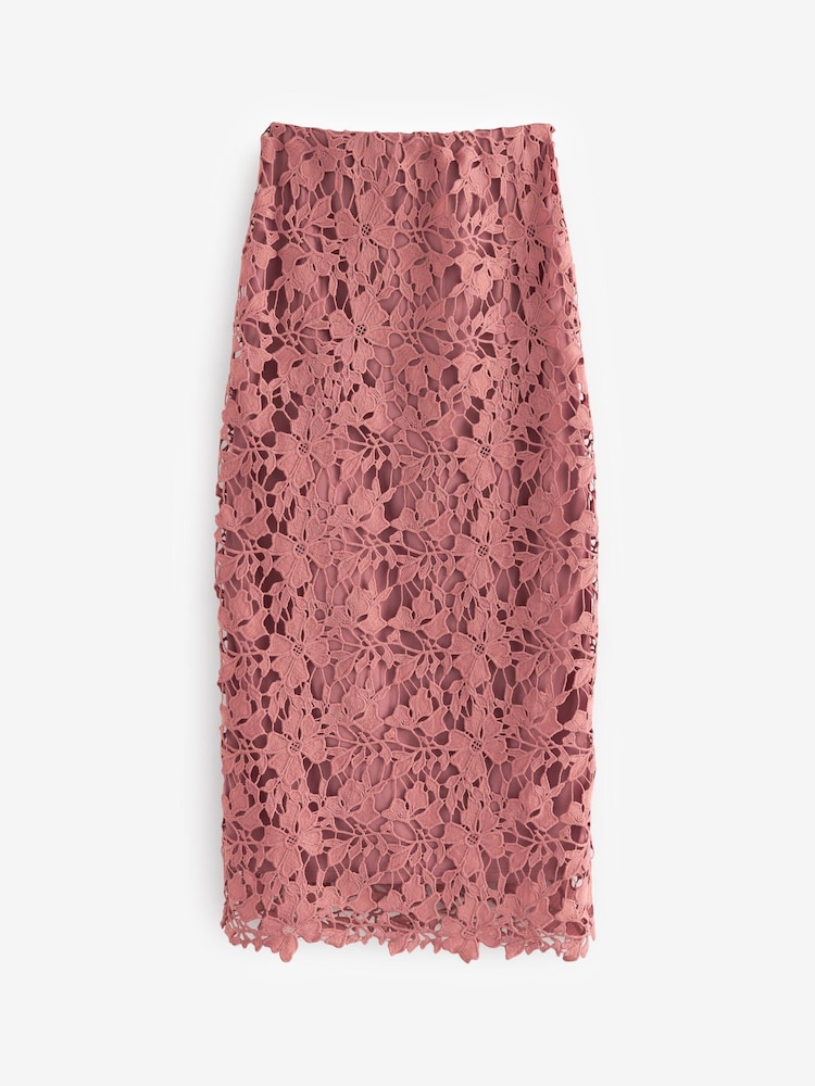 Blush Pink Lace Co-Ord Midi Skirt - Image 5 of 5