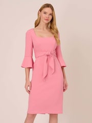 Adrianna Papell Pink Bell Sleeves Tie Front Dress - Image 1 of 7