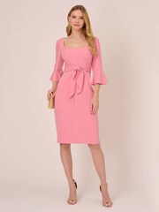Adrianna Papell Pink Bell Sleeves Tie Front Dress - Image 2 of 7