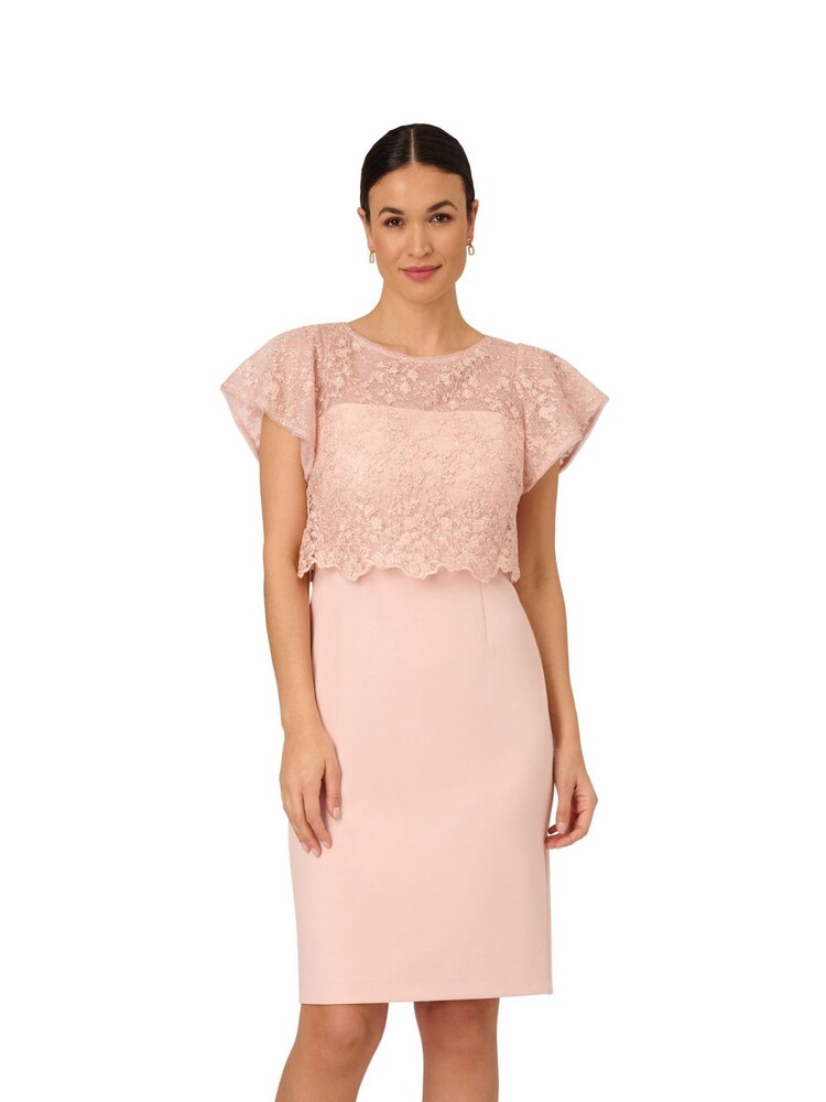 Adrianna Papell Natural Sequin Guipure Crepe Dress - Image 1 of 7