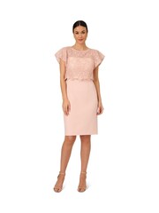 Adrianna Papell Natural Sequin Guipure Crepe Dress - Image 2 of 7
