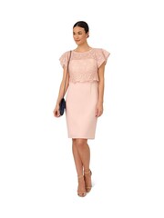Adrianna Papell Natural Sequin Guipure Crepe Dress - Image 4 of 7