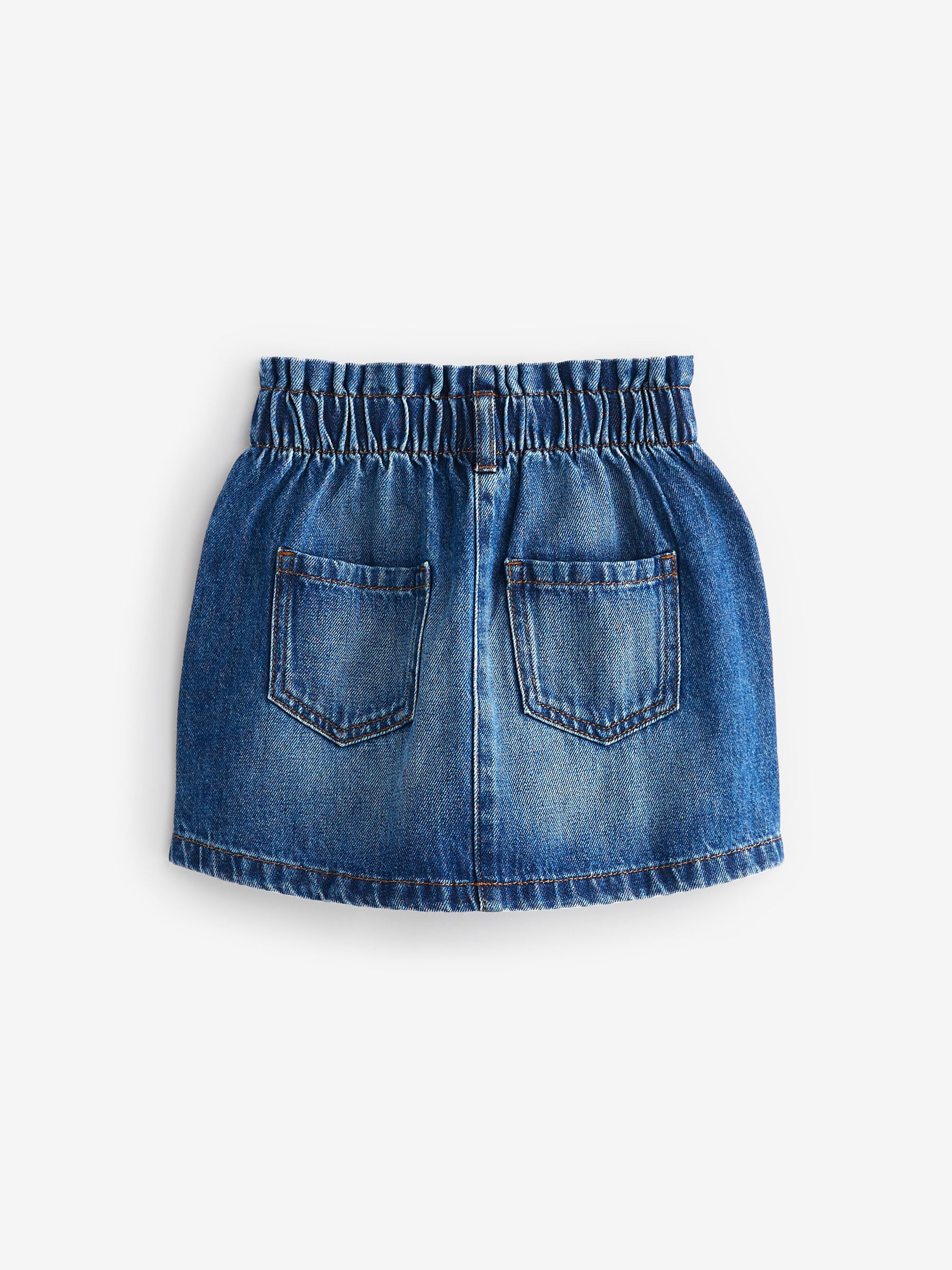Girls Next Mid Blue Denim 100 Cotton Paperbag Waist Skirt 3 16yrs Blue