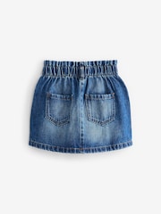 Mid Blue Denim 100% Cotton Paperbag Waist Skirt (3-16yrs) - Image 3 of 4