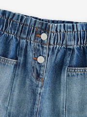 Mid Blue Denim 100% Cotton Paperbag Waist Skirt (3-16yrs) - Image 4 of 4