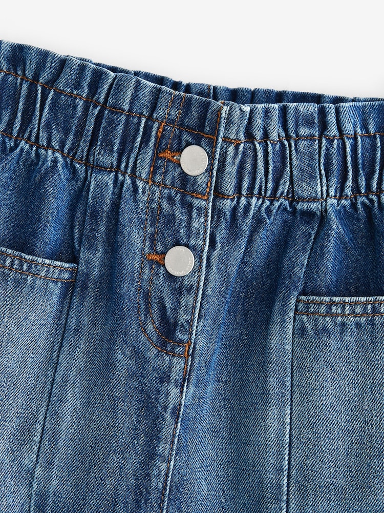 Mid Blue Denim 100% Cotton Paperbag Waist Skirt (3-16yrs) - Image 4 of 4