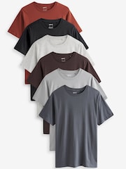Brun/Rost/Svart/Ecru Marl/Skiffer/Silver - Vanlig passform - Essential T-shirt i bomull 6 förpackning - Bild 1 av 18