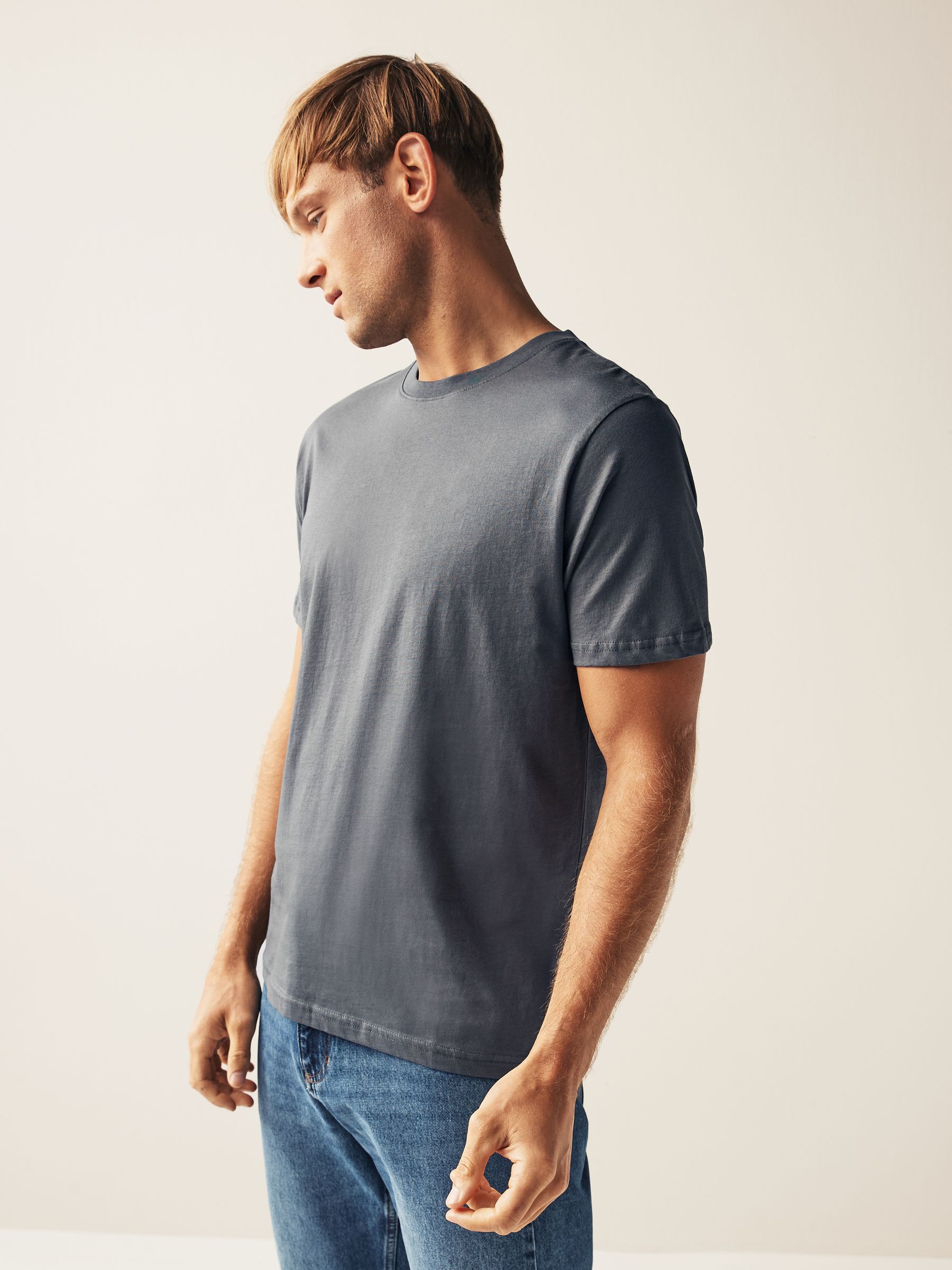 Buy Brown/Rust/Black/Ecru Marl/Slate/Silver Regular Fit Essential 100%  Cotton T-Shirts 6 Pack from Next USA