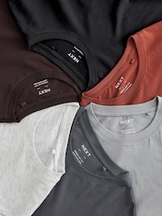 Brun/Rost/Svart/Ecru Marl/Skiffer/Silver - Vanlig passform - Essential T-shirt i bomull 6 förpackning - Bild 8 av 18