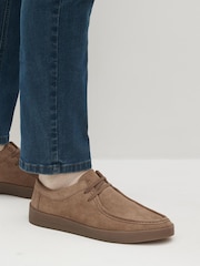 Taupe Brown Suede Apron Lace-Up Shoes - Image 1 of 7