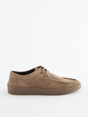 Taupe Brown Suede Apron Lace-Up Shoes - Image 3 of 7