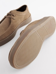Taupe Brown Suede Apron Lace-Up Shoes - Image 4 of 7