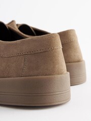 Taupe Brown Suede Apron Lace-Up Shoes - Image 5 of 7