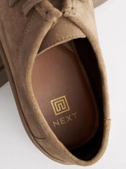 Taupe Brown Suede Apron Lace-Up Shoes - Image 6 of 7