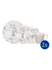 Villeroy & Boch 8 Piece White Marmory Combi Set - Image 2 of 2