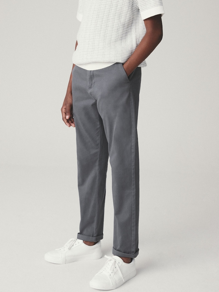 Charcoal Grey Regular Fit Stretch Chino Trousers (3-17yrs) - Image 2 of 5