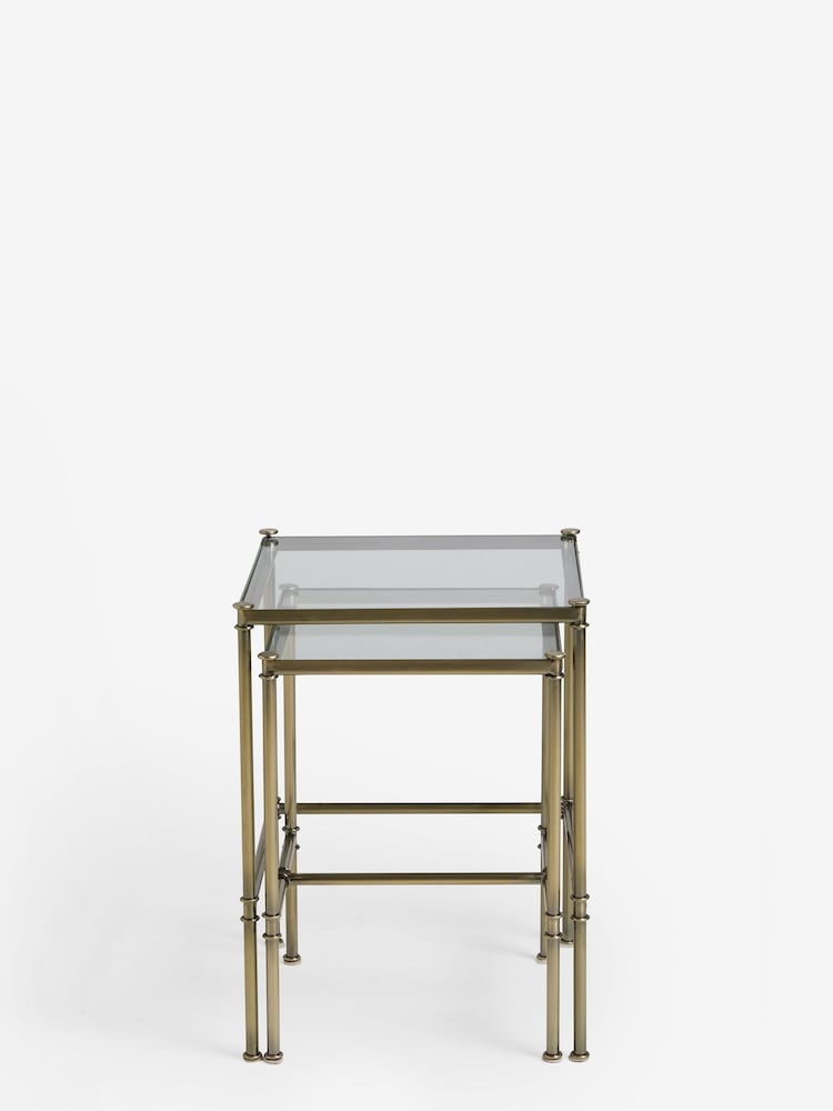 Brass Grand Country Glass Set of 2 Nest of Tables - Image 2 of 5 Brass Grand Country Glass Set of 2 Nest of Tables - Image 2 of 5