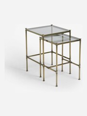Brass Grand Country Glass Set of 2 Nest of Tables - Image 3 of 5