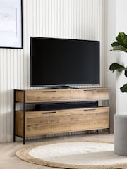 Dark Bronx Up to 65 inch, Soundbar Oak Effect Slim TV Unit - Image 1 of 11