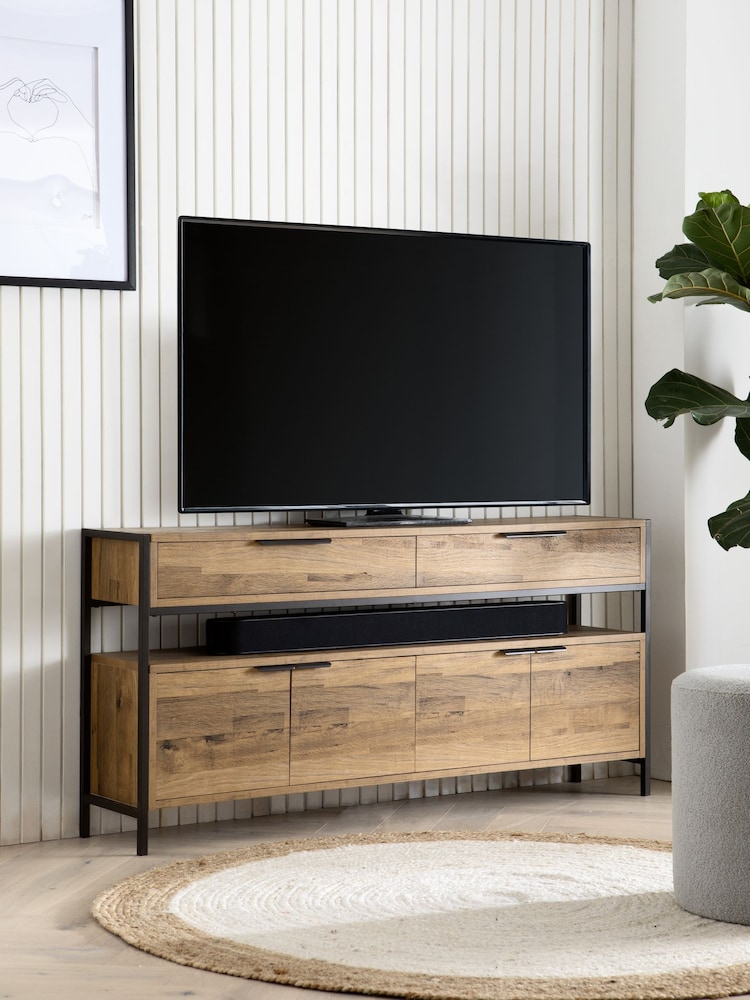 Dark Bronx Up to 65 inch, Soundbar Oak Effect Slim TV Unit - Image 1 of 11