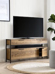 Dark Bronx Up to 65 inch, Soundbar Oak Effect Slim TV Unit - Image 2 of 11