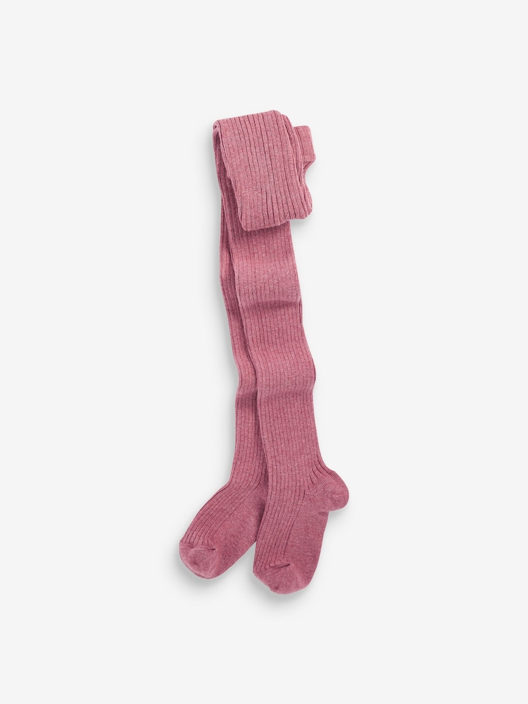 Pink/Honey Cream/Black 3 Pack Cotton Rich Rib Tights - Image 2 of 2