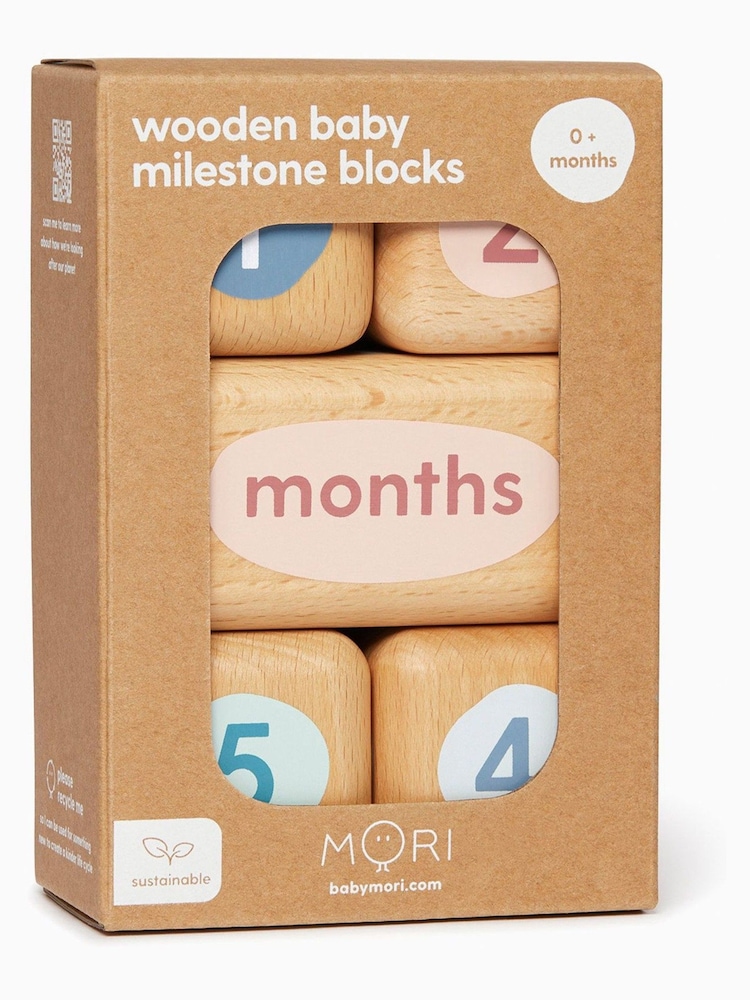MORI Natural Wooden Baby Milestone Blocks - Image 1 of 5