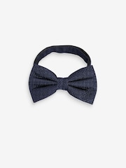 Navy Blue Plain Silk Bow Tie - Image 2 of 5