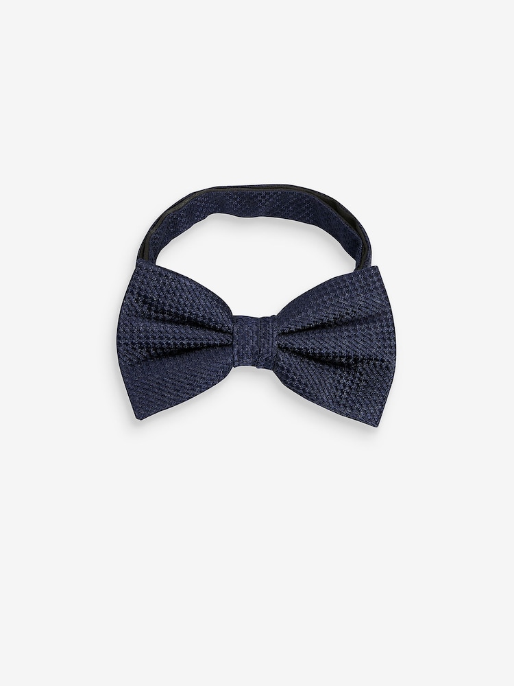 Navy Blue Plain Silk Bow Tie - Image 2 of 5