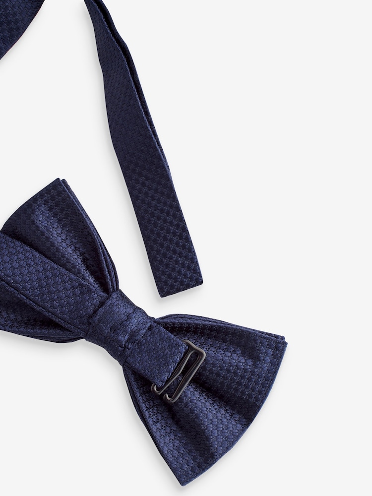 Navy Blue Plain Silk Bow Tie - Image 3 of 5