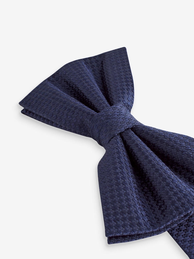 Navy Blue Plain Silk Bow Tie - Image 4 of 5