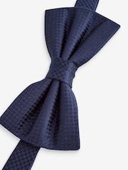 Navy Blue Plain Silk Bow Tie - Image 5 of 5