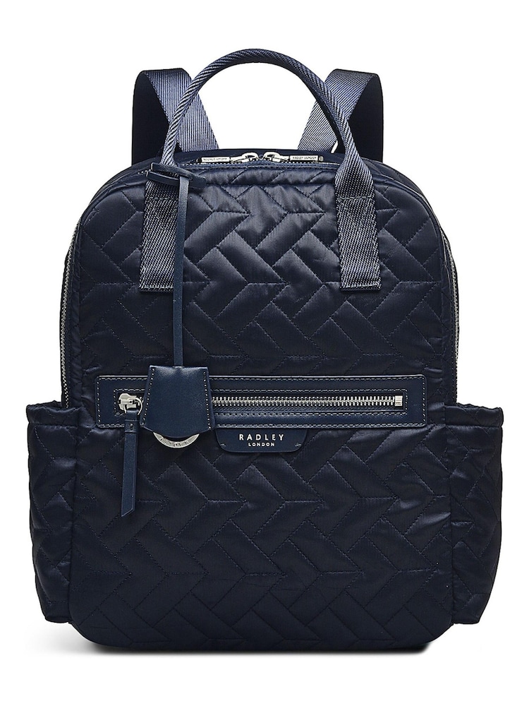 Radley London Ink Blue Finsbury Park Quilt Backpack - Image 1 of 4 Radley London Ink Blue Finsbury Park Quilt Backpack - Image 1 of 4