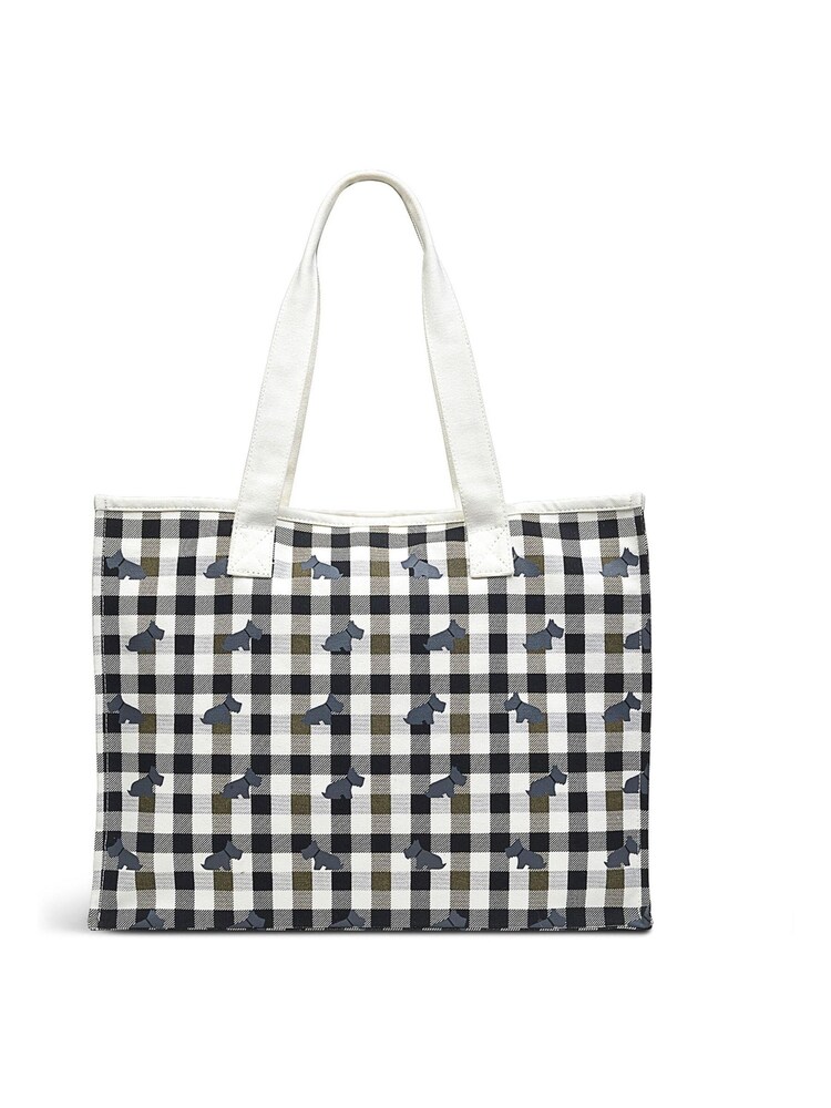 Radley London White Chalk Checked Dog 100% Cotton Tote Bag - Image 2 of 4
