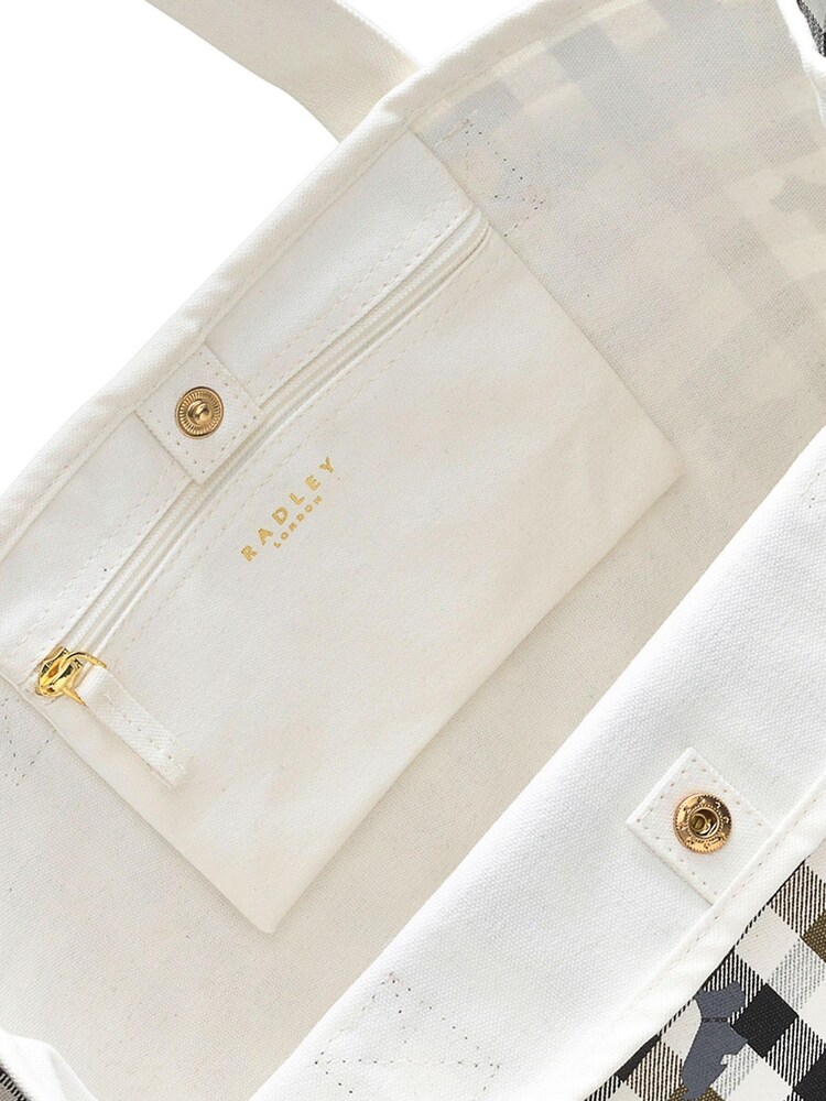 Radley London White Chalk Checked Dog 100% Cotton Tote Bag - Image 4 of 4