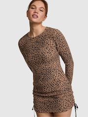 Victoria's Secret Pink Brown Leopard Waffle Sleep Dress - Image 1 of 2