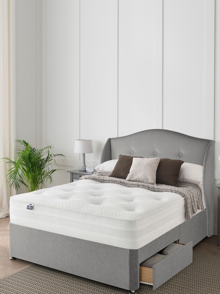 Silentnight Grey 1400 Mirapocket Mattress and 2 Drawer Divan Base Bed Set - Image 1 of 2