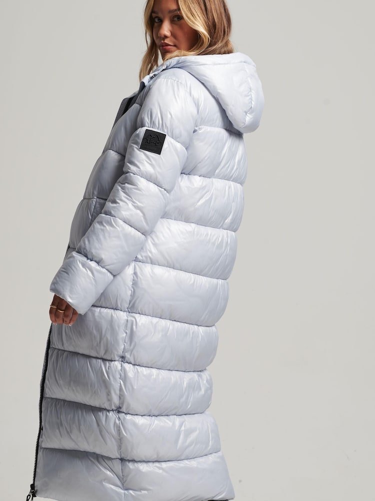 Superdry Grey XPD Sports Longline Puffer Coat - Image 2 of 3