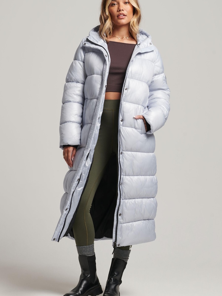 Superdry Grey XPD Sports Longline Puffer Coat - Image 3 of 3