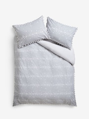 Grey Star Pom Pom Duvet Cover And Pillowcase Set - Image 1 of 5