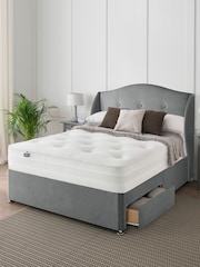 Silentnight Grey 1400 Mirapocket 2 Drawer Velvet Divan Bed Set - Image 1 of 2