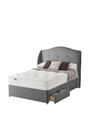 Silentnight Grey 1400 Mirapocket 2 Drawer Velvet Divan Bed Set - Image 2 of 2