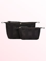 Victoria's Secret Black Stripe 2 Piece Makeup Bag - Image 1 of 3