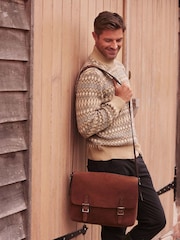OSPREY LONDON Chocolate Brown The Large Clayton Leather Satchel Bag - Image 1 of 6