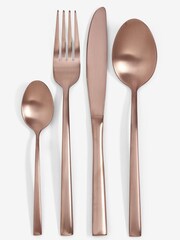 16 Piece Brushed Copper Effect Stainless Steel Cutlery Set - Image 3 of 3
