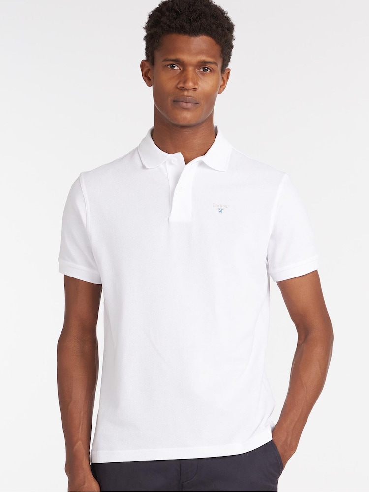 Barbour® White 100% Cotton Sports Polo Shirt - Image 1 of 8