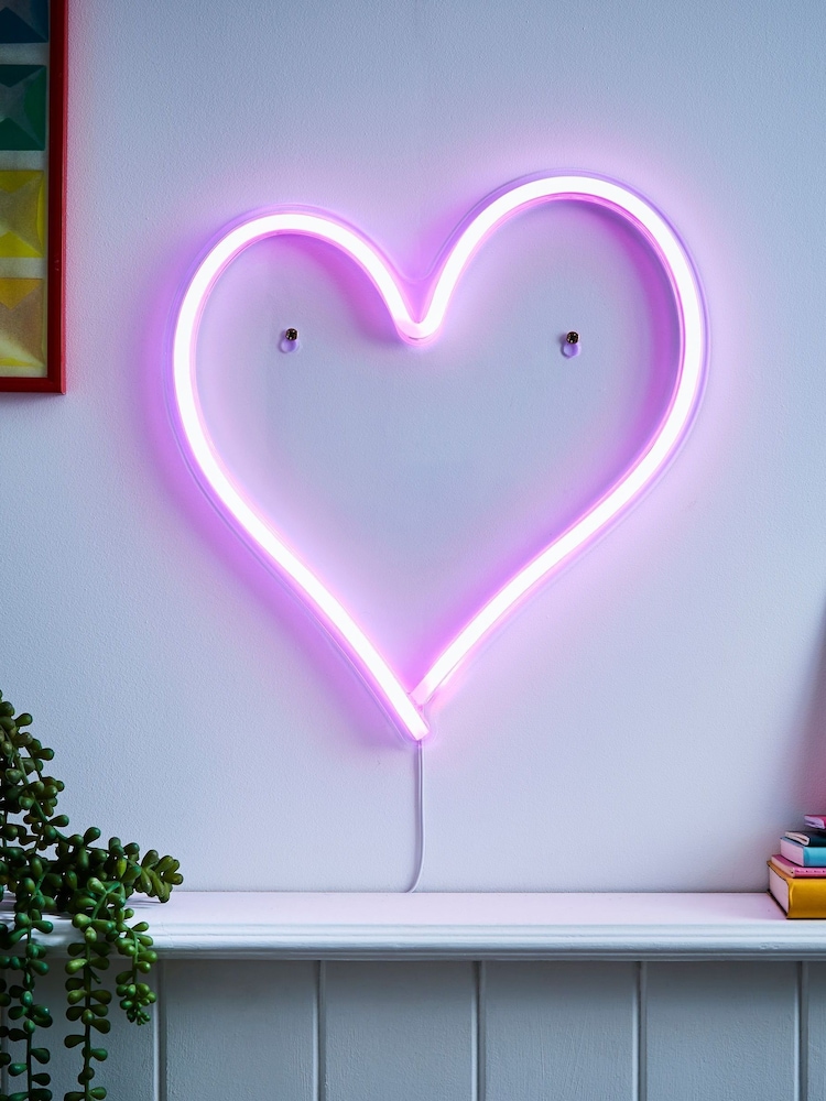 glow Pink Neon Heart Wall Light - Image 1 of 5 glow Pink Neon Heart Wall Light - Image 1 of 5