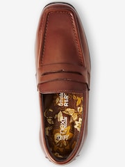 Chocolate Brown Square Toe Leather Loafers - Image 3 of 4