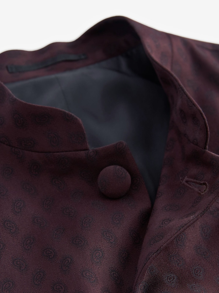 Burgundy Red Nehru Collar Waistcoat - Image 1 of 3